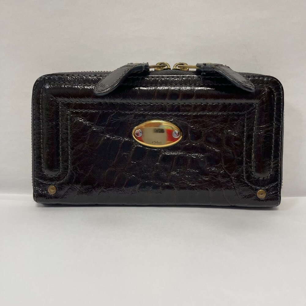 Chloe Vintage Dark Brown Leather Zippy Wallet - Preowned